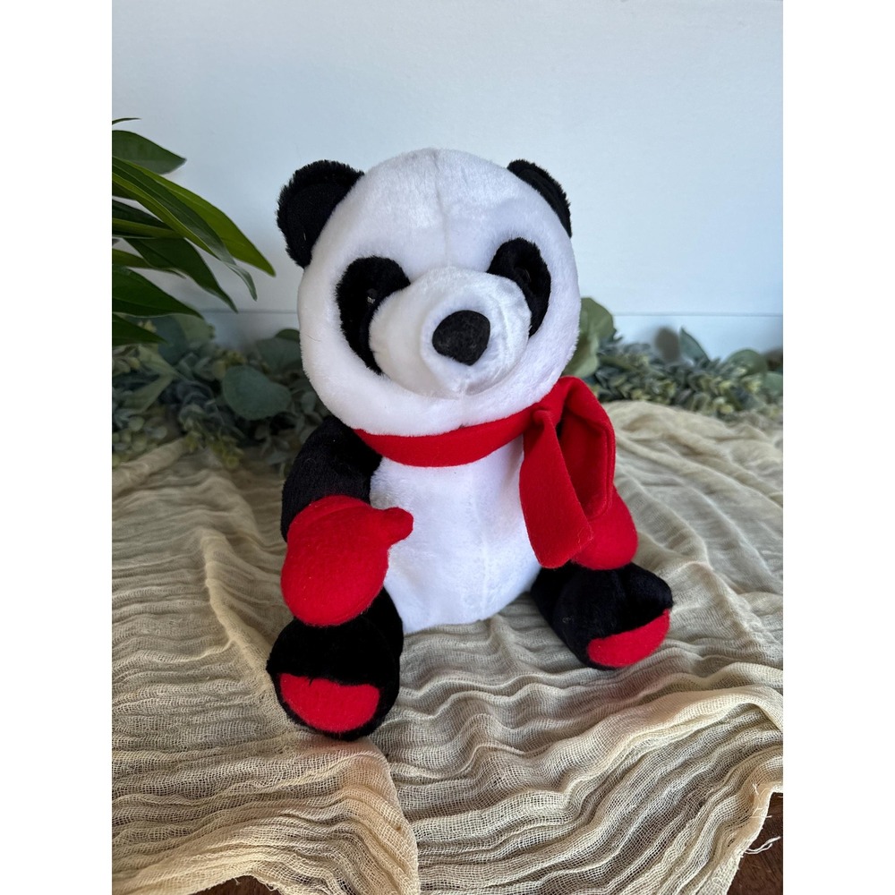 1990s Christmas Panda by Hallmark Cards Co plush bear holiday stuffed animal‎